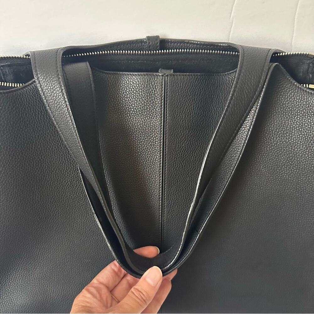 Celine Phoebe Philo Med Tri-Fold Black Shoulder Bag Grained Leather Authentic - Picture 15 of 16